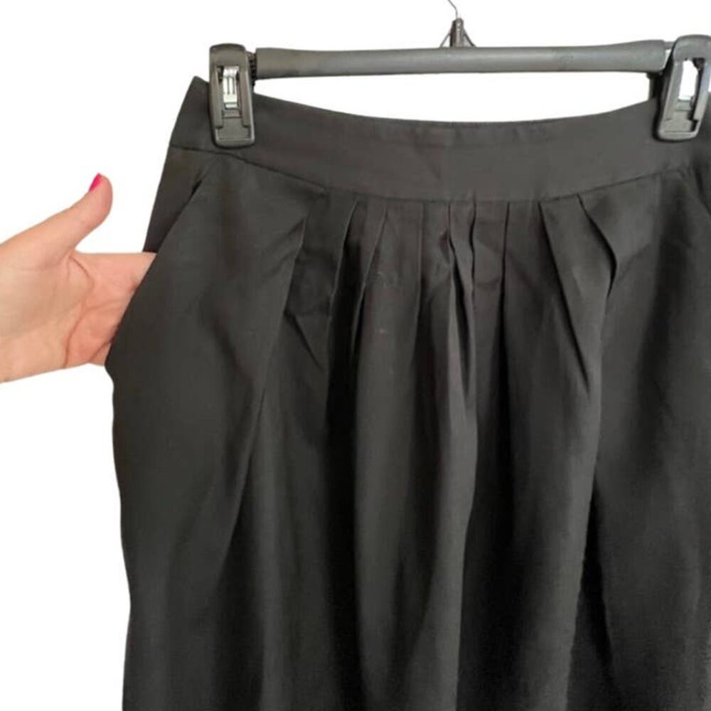 Talbots Black Front A-Line Pleated Skirt Pockets Fully Lined Size 2 Professional - Picture 7 of 9